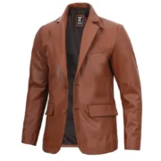 Mens Cognac Brown Leather Blazer Jacket by Jacket Field