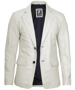 Mens Lambskin Leather Blazer Off White Jacket by Jacket Field