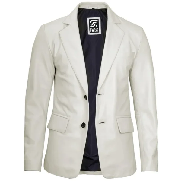 Mens Lambskin Leather Blazer Off White Jacket by Jacket Field
