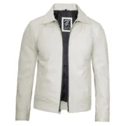 Mens Lambskin Leather Harrington Off White Jacket by Jacket Field