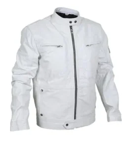 Mens Flawless Leather Racer White Jacket by Jacket Field