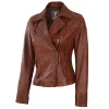 Womens Ramsey Cognac Brown Leather Jacket by Jacket Field