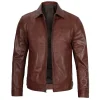 Mens Harrington Premium Brown Leather Jacket by Jacket Field