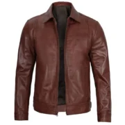 Mens Harrington Premium Brown Leather Jacket by Jacket Field