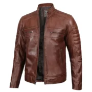 Mens Cognac Brown Leather Jacket by Jacket Field