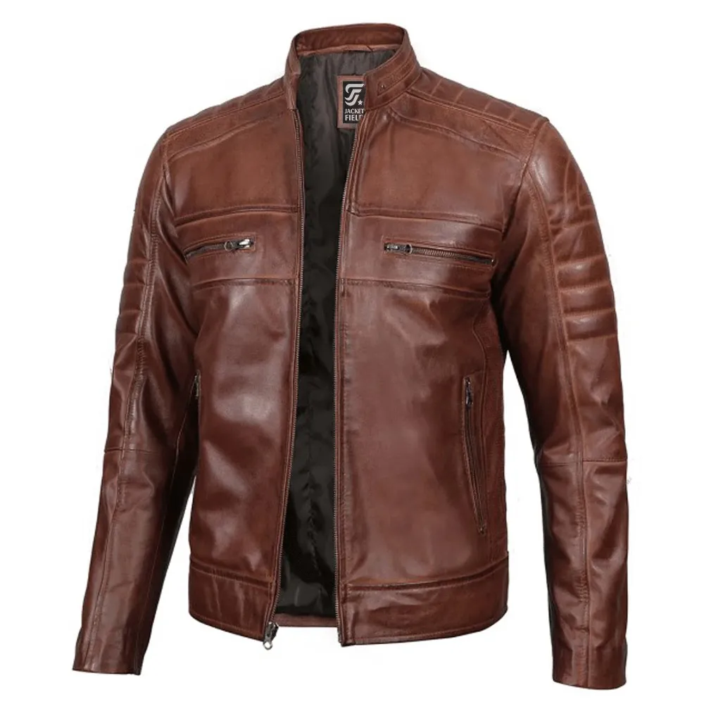 Mens Cognac Brown Leather Jacket by Jacket Field