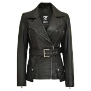 Victoria Women’s Asymmetrical Black Leather Jacket By Jacket Field