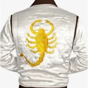 Mens Satin Quilted Bomber White Jacket by Jacket Field