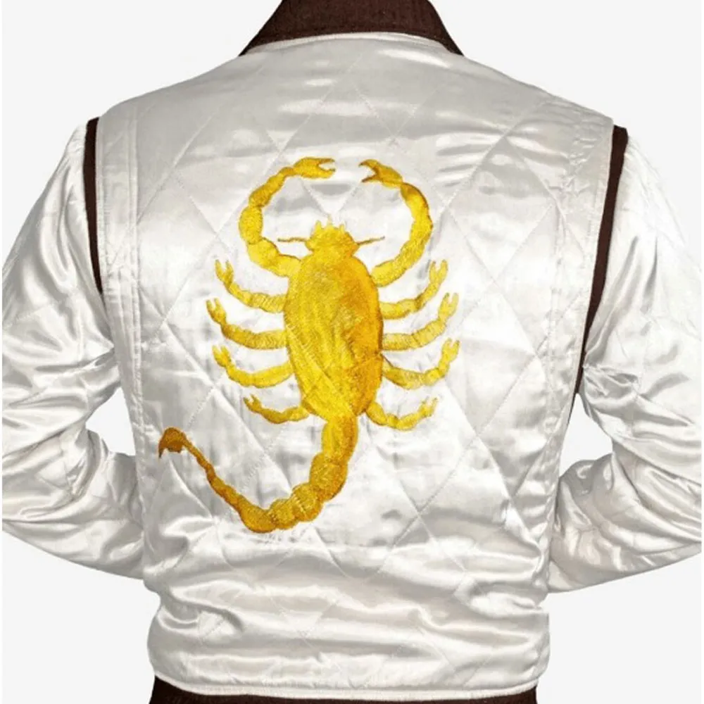 Mens Satin Quilted Bomber White Jacket by Jacket Field