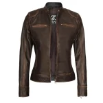 Womens Distressed Brown Leather Jacket by Jacket Field