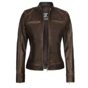 Womens Distressed Brown Leather Jacket by Jacket Field