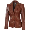 Womens Lambskin Brown Leather Jacket by Jacket Field
