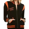 Women’s Black Wool & Leather Halloween Varsity Jacket by Jacket Field