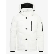 Mens Polyester Winter Off White Jacket with Hood by Jacket Field