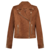 Womens Tan Biker Leather Suede Jacket by Jacket Field