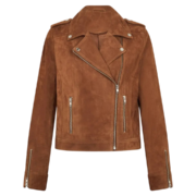 Womens Tan Biker Leather Suede Jacket by Jacket Field