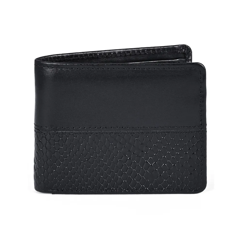 Classic Black Bi-Fold Mens Leather Wallet by Jacket Field