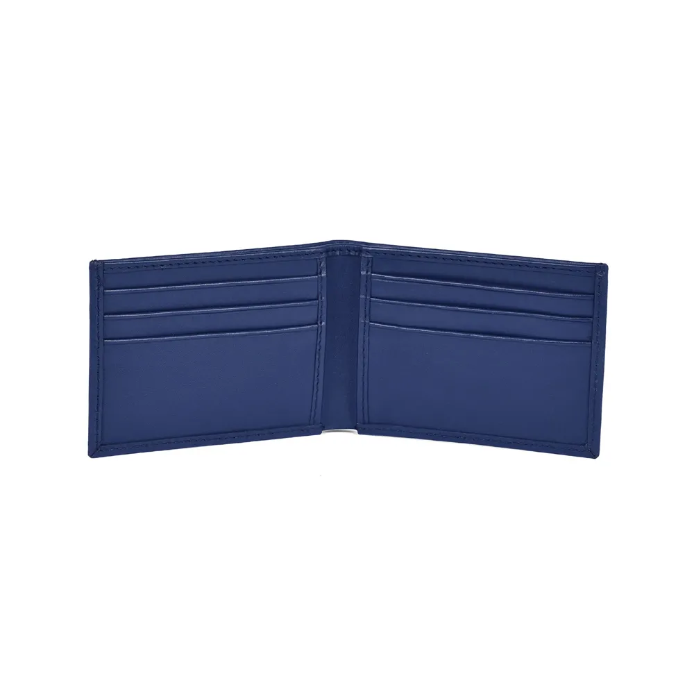 Navy Blue Bi-Fold Mens Leather Wallet by Jacket Field