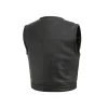 Mens Black Cowhide Leather Motorcycle Vest by Jacket Field
