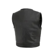 Mens Black Cowhide Leather Motorcycle Vest by Jacket Field