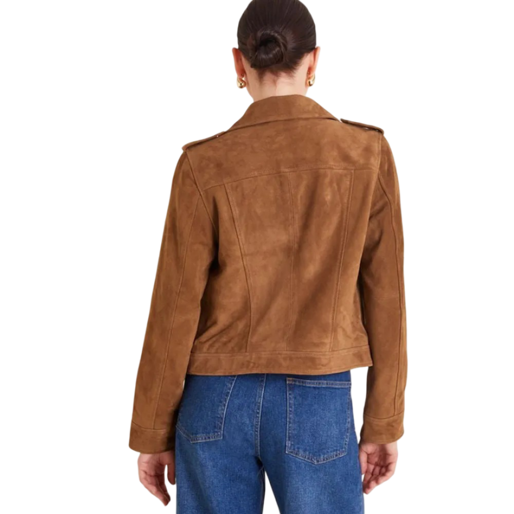 Alternative view of Womens Tan Biker Leather Suede Jacket by Jacket Field