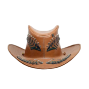 Mens Brown Handmade Western Cowboy Leather Hat by Jacket Field