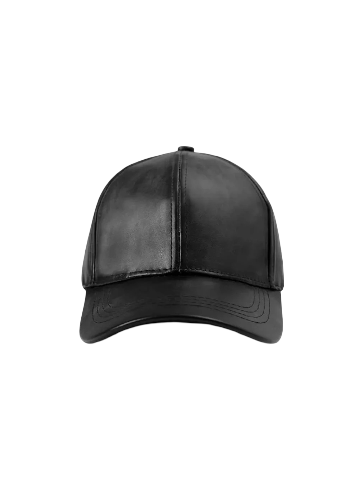Mens Black Faux Leather Cap by Jacket Field