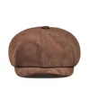 Mens Coffee Brown Leather Cap by Jacket Field