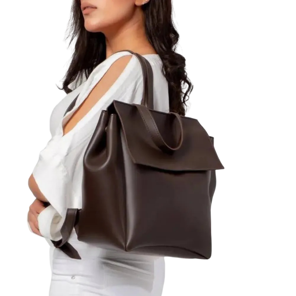 Womens Coffee Leather Backpack by Jacket Field - Image 3