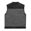 Hunt Club Style Mens Grey Canvas & Black Leather Vest by Jacket Field