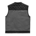 Hunt Club Style Mens Grey Canvas & Black Leather Vest by Jacket Field