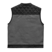 Hunt Club Style Mens Grey Canvas & Black Leather Vest by Jacket Field