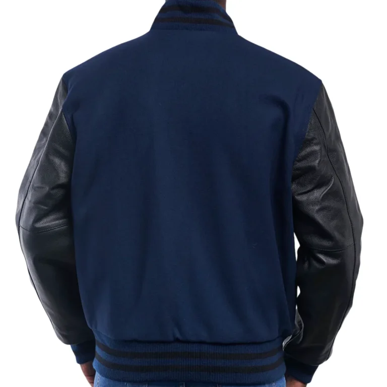Mens High Royal Wool Body & Black Sleeves Varsity Jacket by Jacket Field