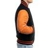 Mens Black Body & Orange Sleeves Clothing Varsity Jacket by Jacket Field