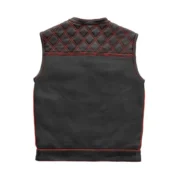 Red Checker Style Mens Black Cowhide Leather Vest by Jacket Field