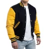 Mens Navy Blue & Lemon Sleeves Clothing Varsity Jacket by Jacket Field