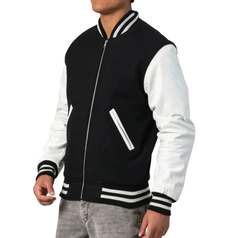 Mens Black & White Clothing Varsity Jacket by Jacket Field