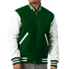 Mens Kelly Green & White Clothing Varsity Jacket by Jacket Field