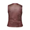 Womens Amy Maroon Motorcycle Leather Vest by Jacket Field