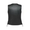 Womens Black Flap Closure Leather Vest by Jacket Field