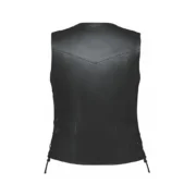 Womens Black Flap Closure Leather Vest by Jacket Field