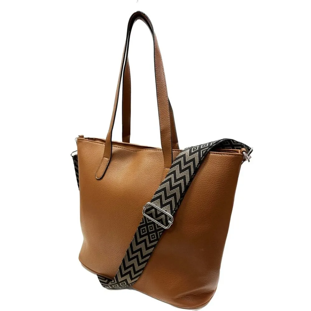 Womens Brown Faux Leather Shoulder Bag by Jacket Field