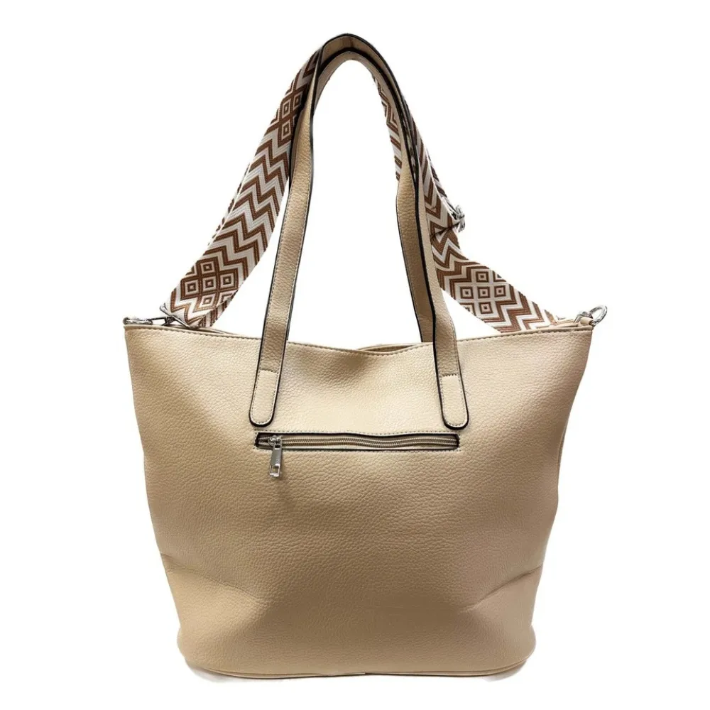 Womens Beige Faux Leather Shoulder Bag by Jacket Field