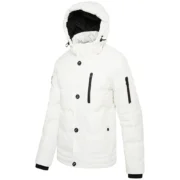 Mens Polyester Winter Off White Jacket with Hood by Jacket Field