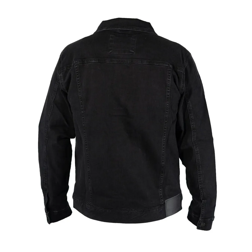 Mens Jet Black Denim Jacket by Jacket Field