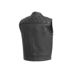 Upside Club Style Mens Black Cowhide Leather Motorcycle Vest by Jacket Field