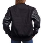 Womens Black Wool & Leather Clothing Varsity Jacket by Jacket Field