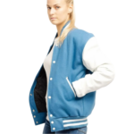 Womens Red Wool Body & Black Leather Sleeves Clothing Varsity Jacket by Jacket Field