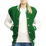 Womens Green and White Clothing Varsity Jacket by Jacket Field