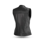 Ludlow Women’s Leather Motorcycle Vest – Sheep Diamond Club Style by Jacket Field